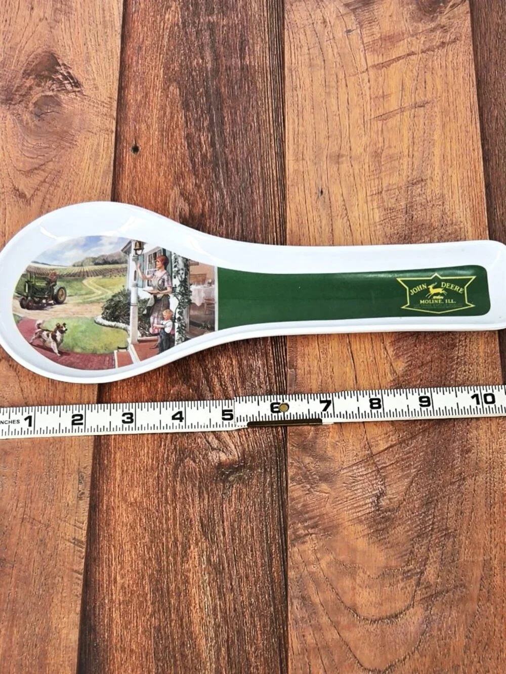 Licensed John Deere NOS Melamine Farm Family Scene Spoon Rest Original Stickers